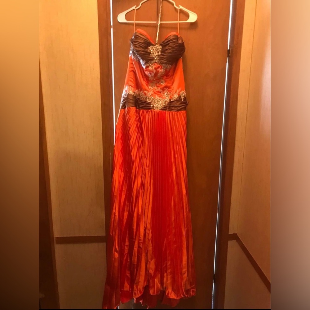 Orange and Brown prom dress